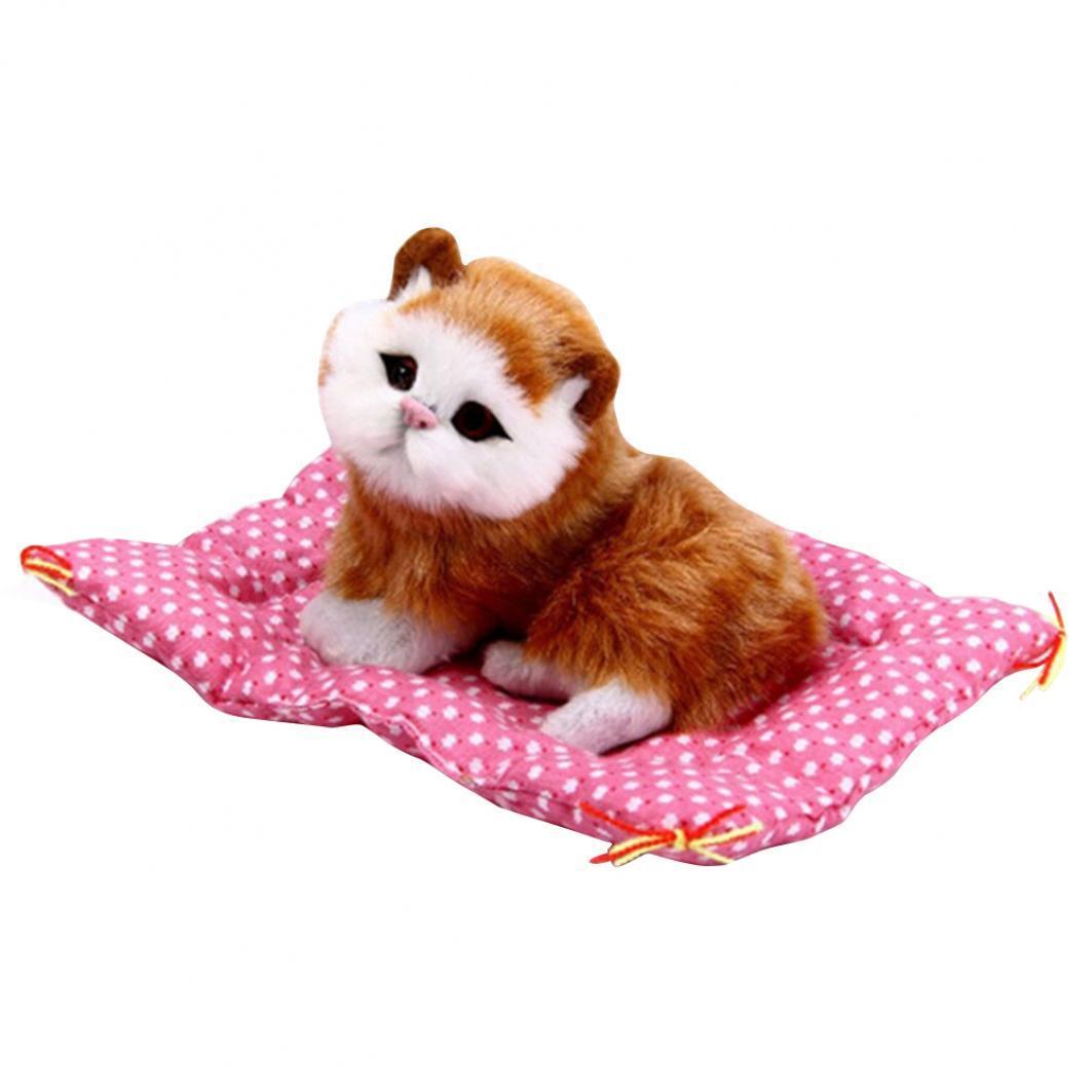 

Милая плюшевая детская игрушка со звуком в виде котенка на лежаке жёлтый