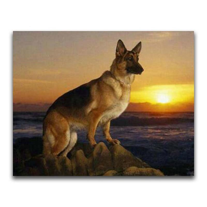 DIY 5D Diamond Painting German Shepherd Full Round Drill Animal Dog Pet Diamond Embroidery Cross Stitch Mosaic Home Decor