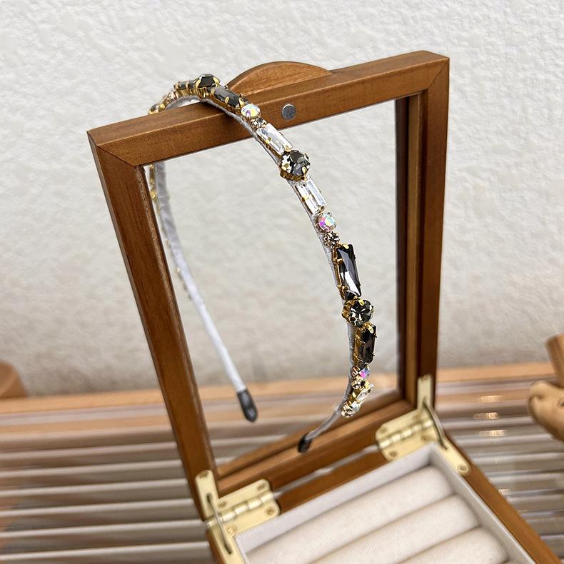 

Обруч для волосся з цирконовим кольором сучасної тканини, новий обруч для голови, осінньо-зимові аксесуари для волосся з високим черепом сірий колір