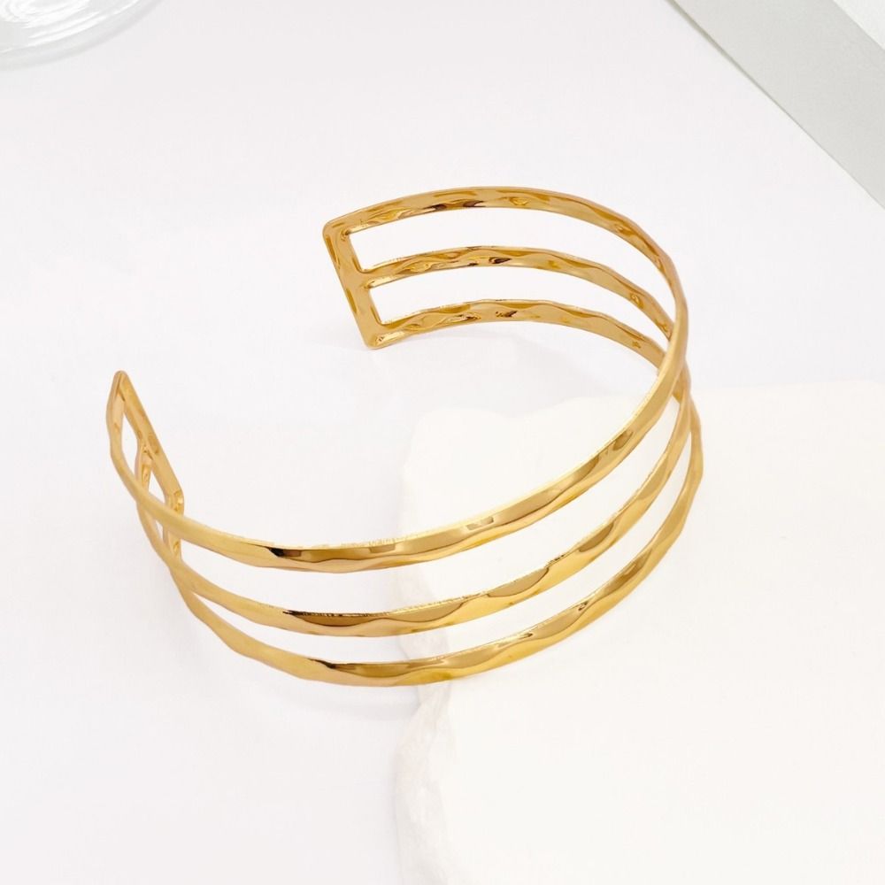 Metal Opening Arm Bracelet Gold Color Arm Bracelet Glamorous Wide Open Bangle  Women's Accessories