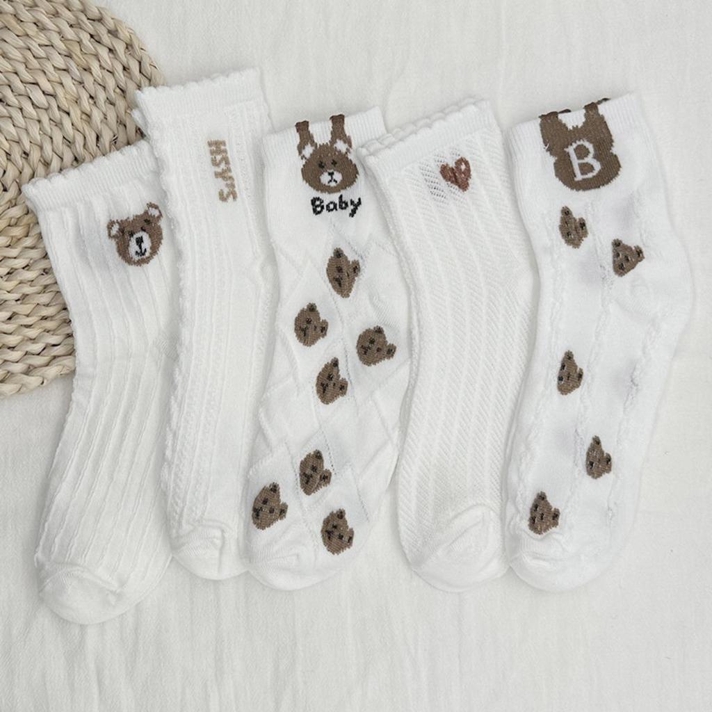 5 Pairs, Women's, Soft Socks, Medium Socks, Letter Socks, Warm Socks, Outerwear, High Socks, Long Socks, Long Socks, Sports Socks