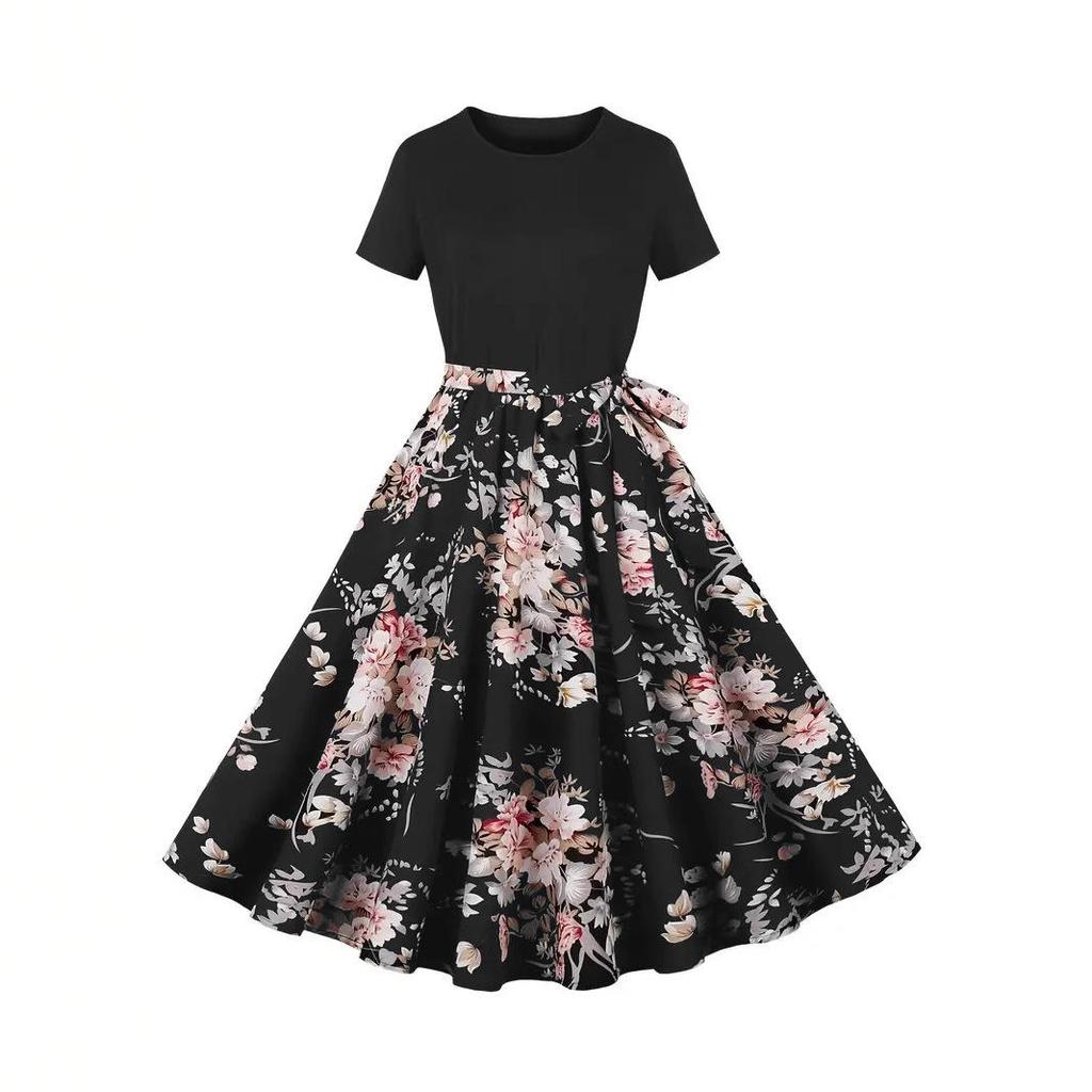 2025 European Retro Patchwork Women's Dress, Chinese Style, Elegant New Design