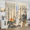 Asian Curtains   Vintage Japanese Ink and Landscape Crane Traditional Cherry Blossom Flower Sun Window Treatments Drapes for Girl