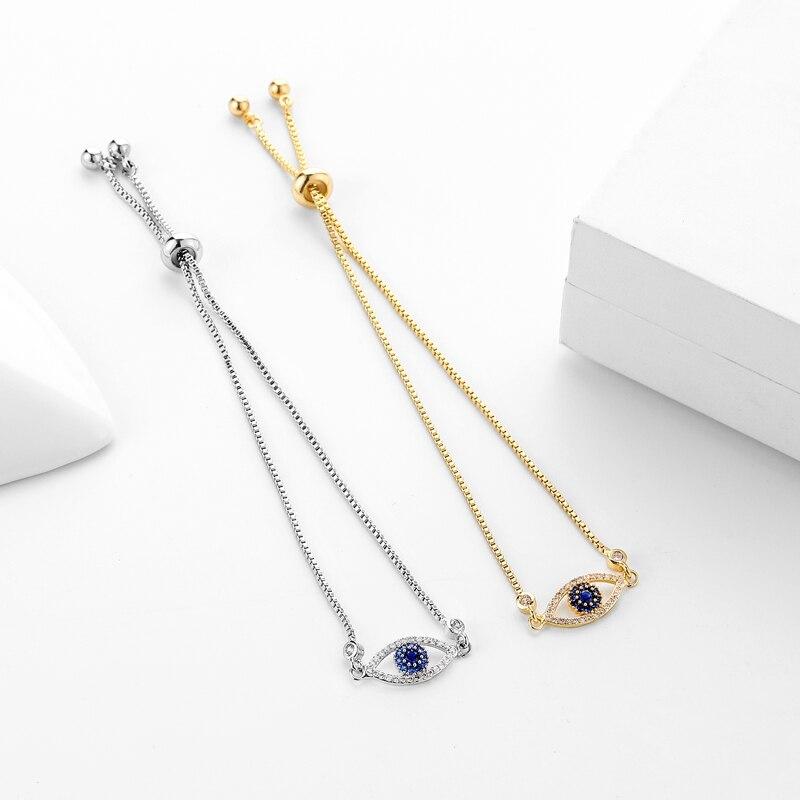 Stylish For Women Fashionable Blue Cubic Zircon Eye Open Adjustable Bracelets Charm Box Chain Bracelets Gathering Party Event JewelryFashion Charm