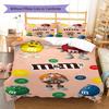 M&M's Muster Bettwäsche, Steppbett Set Bettbezug Kissenbezug Zuhause Geburtstagsgeschenk (1 Bettbezug + 2 Kissenbezüge, ohne Füllung)