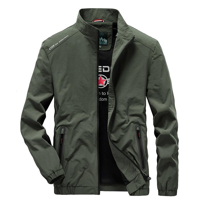 Autumn Four-sided Stretch Jacket Men's Casual Fashion Versatile Solid Color Stand-up Collar Waterproof Quick-drying Breathable Jacket