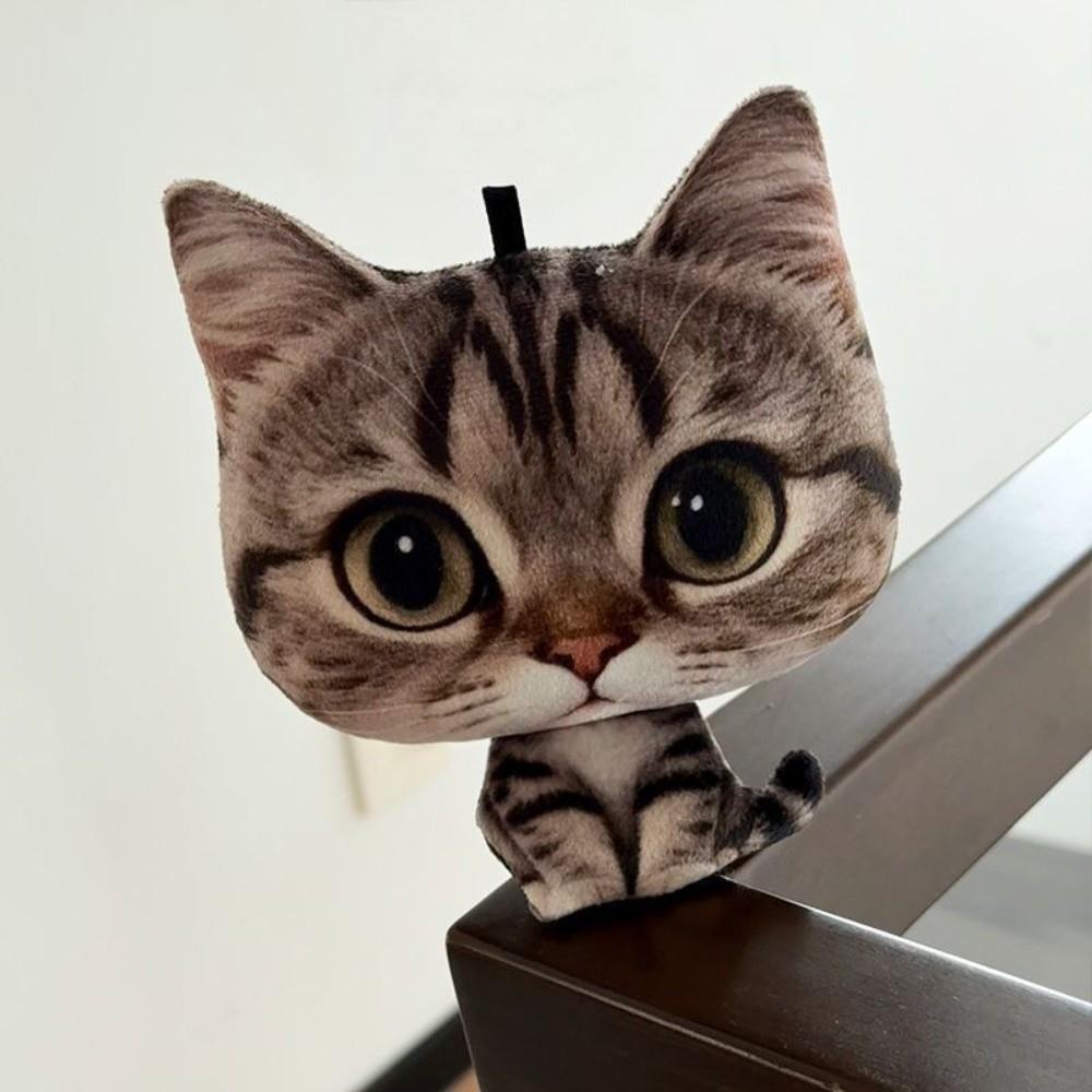 Realistic Big Face Cat Keychain Fluffy Fluffy Kitty Pendant Backpack Ornament  Backpack Decoration