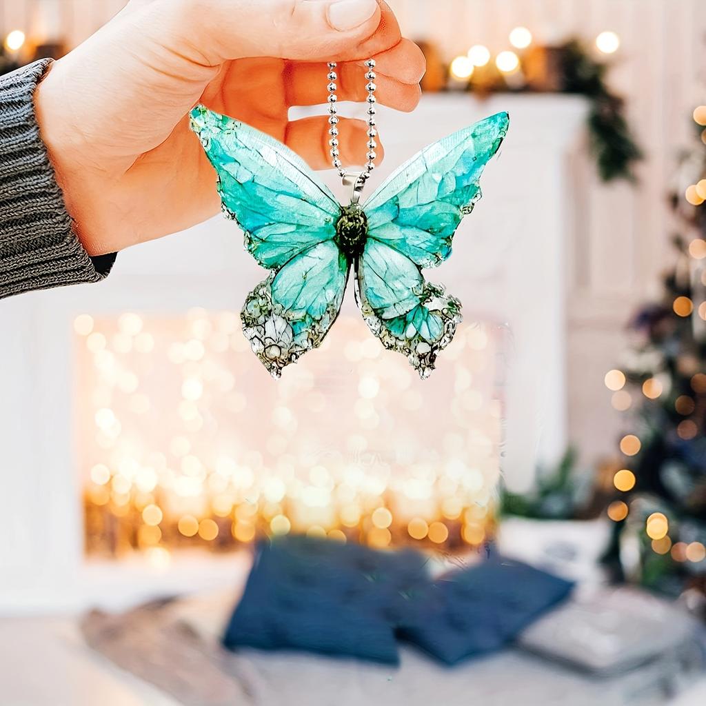 Light Green Asymmetric Butterfly Car Pendant Car Rearview Mirror Pendant Holiday Decoration Gift Couple Gift Fashion Keychain