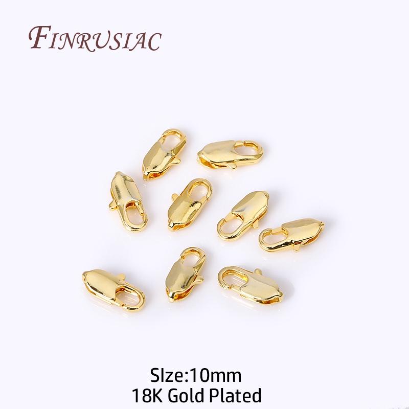 18K Gold Plated Brass Oval Lobster Clasp Connector Rhodium plated Lobster Clasps Lock DIY Jewelry Making Findings Supplies