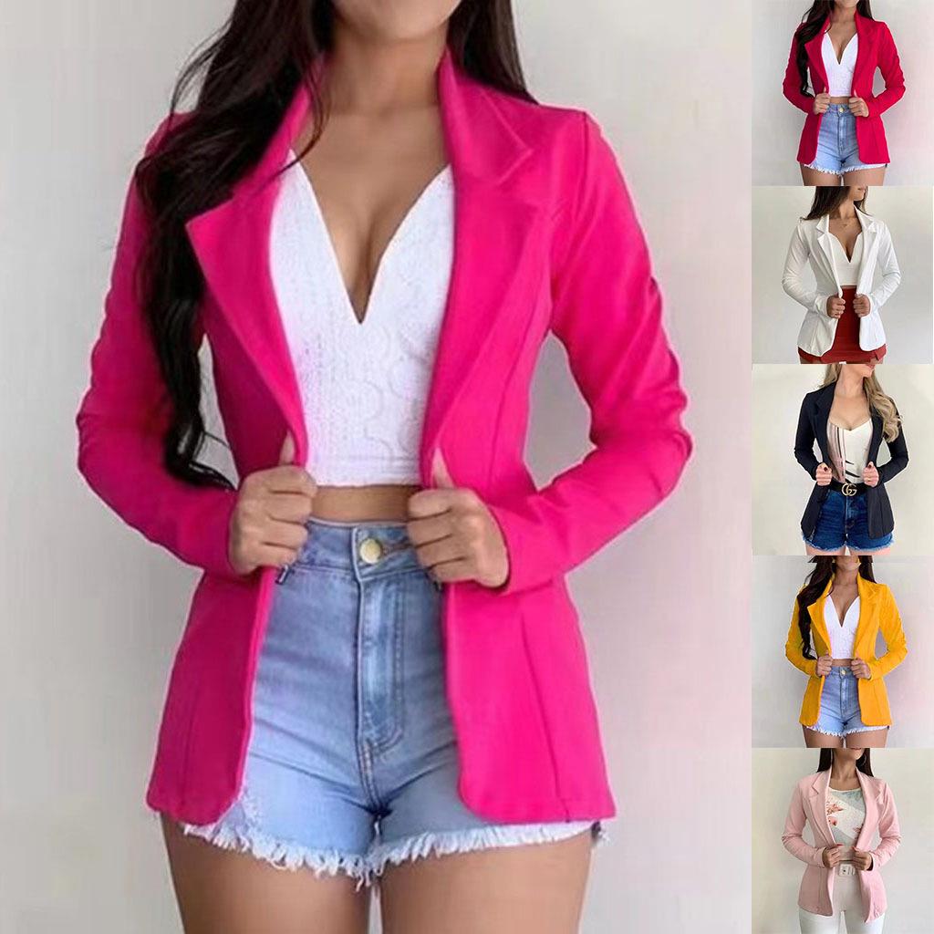 

European & American Slim Fit Long-Sleeve Lapel Jacket - Multicolor Large