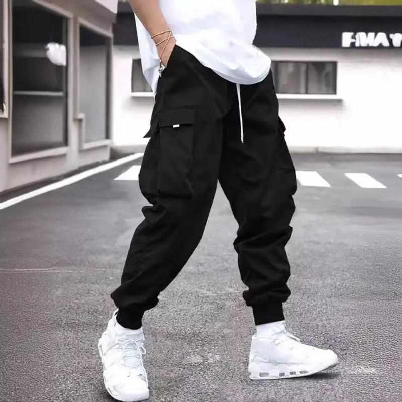 Mens Vintage Workwear Cargo Pants Loose Fit Straight Leg Printed Trousers Fall Outdoor Activity