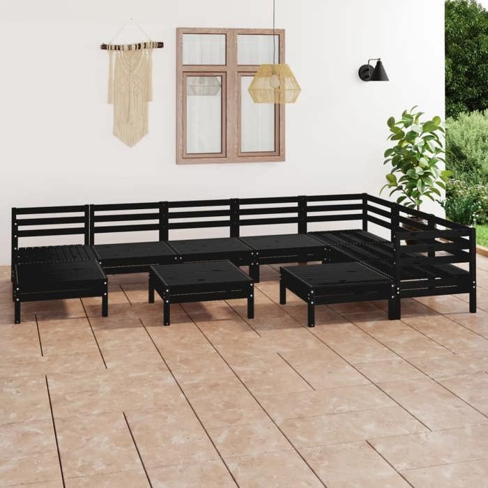 VidaXL Solid Pine Wood Garden Lounge Set 10 Pcs Outdoor Furniture Set Patio Furniture Terrace Furniture 3083033