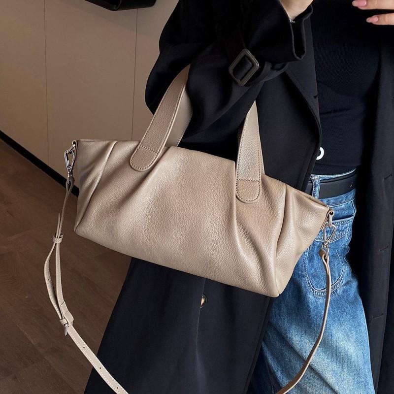 

Natural Cowhide Bag Women s Crossbody Fashion Handbag Simple Large Capacity Commuting Tote Lazy Style 29x10x17cm хаки