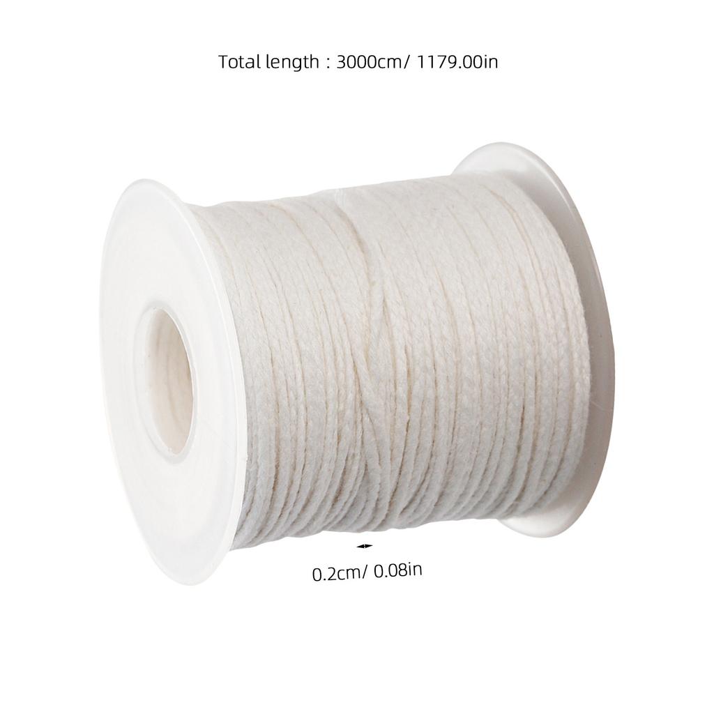 1 Roll 30M Premium Cotton Wicks for Pillar Taper Candles DIY Making Braided Wick Spool Smokeless Curling Wick