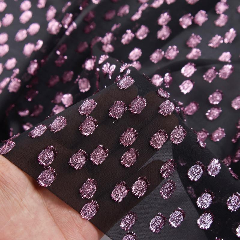 1m*1.4m Black Purple Color Chiffon Fabric African Lace Crepe Printing Polyester Fabric for DIY Clothing Dress