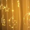 Warm White Ramadan Lights USB Plug 135 LED LED Curtain Lights Reusable Multicolor Ramadan String Lights Party Decoration