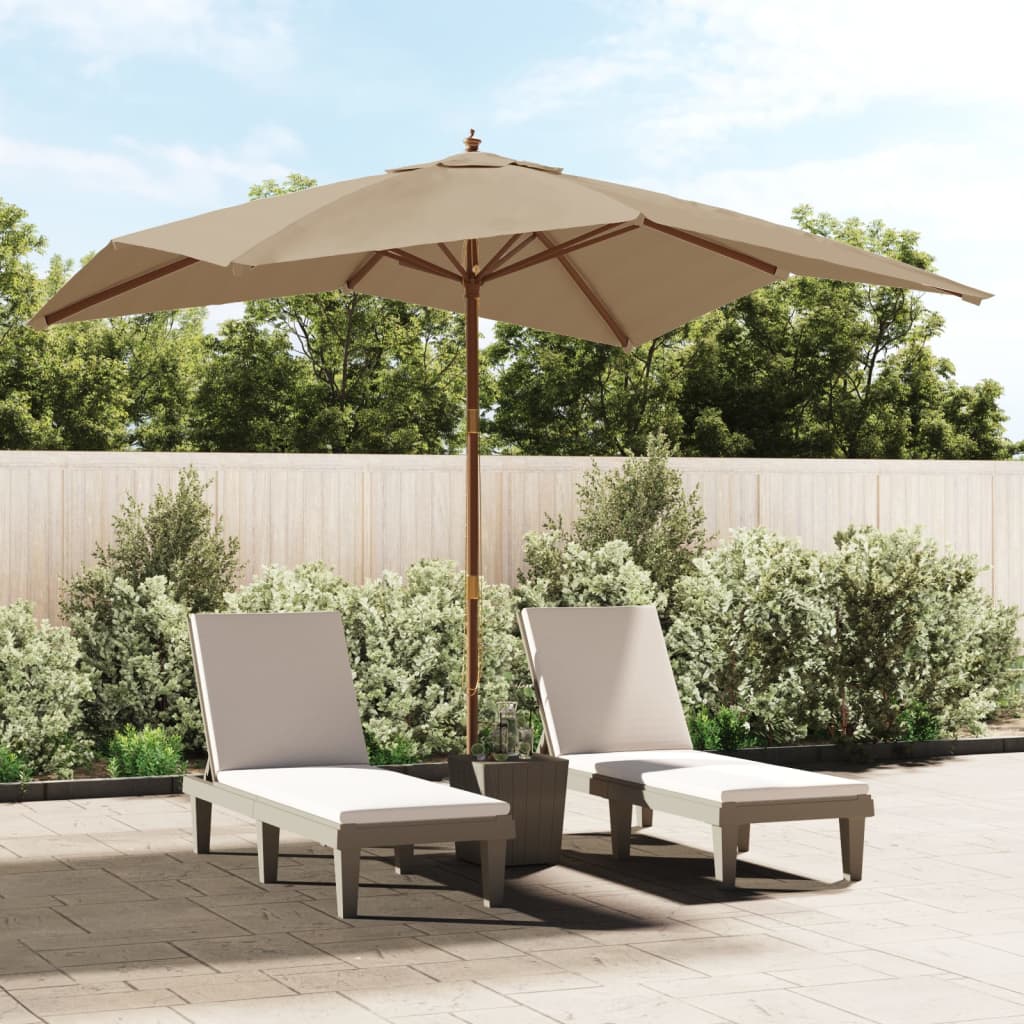 Sun Umbrella with Wooden Pole Taupe 300x300x273 Cm