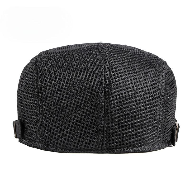 Unisex Summer Mesh Flat Cap Retro British Breathable Ivy Hat Adjustable Solid Color Cabbie Cap Sun Protection Beret for Men Women