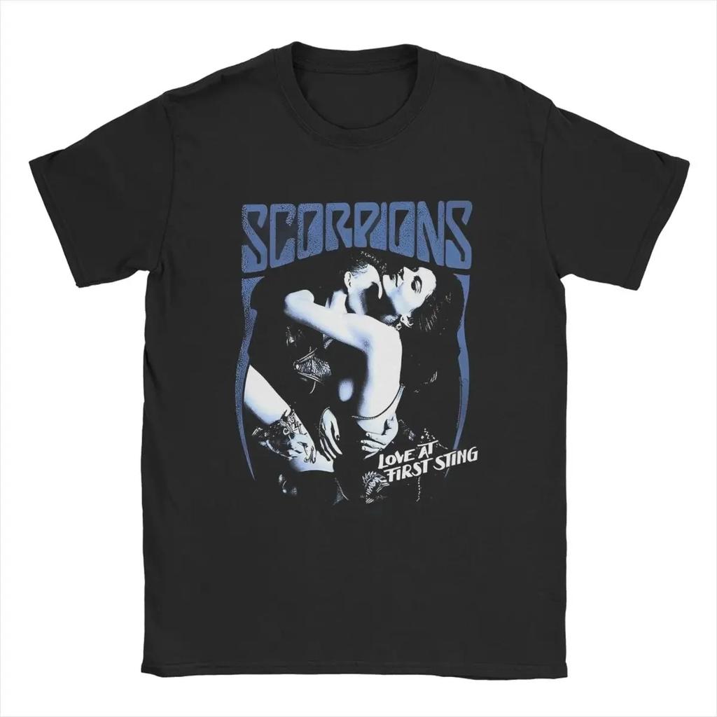 Men Scorpions Rock Band T Shirt Music Concert Tour Pure Cotton Merchandise Fashion Short Sleeve Crewneck Tee Unique TShirt