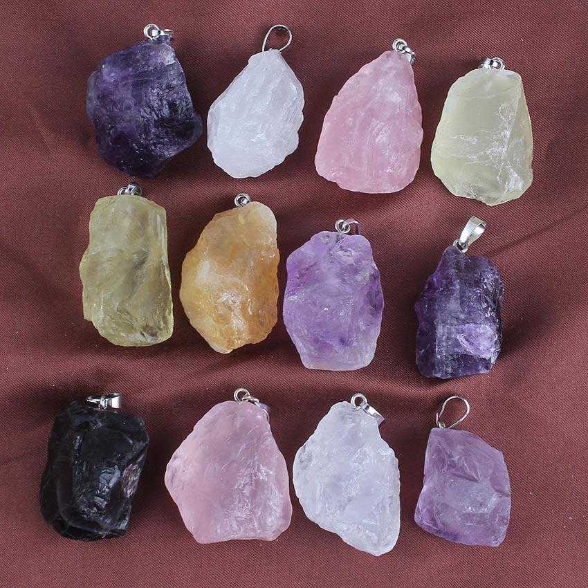 HZ Lila Edelsteine Natürliche Unregelmäßige Rosenquarz Reiki Perle Heilkristall Anhänger Schmuck