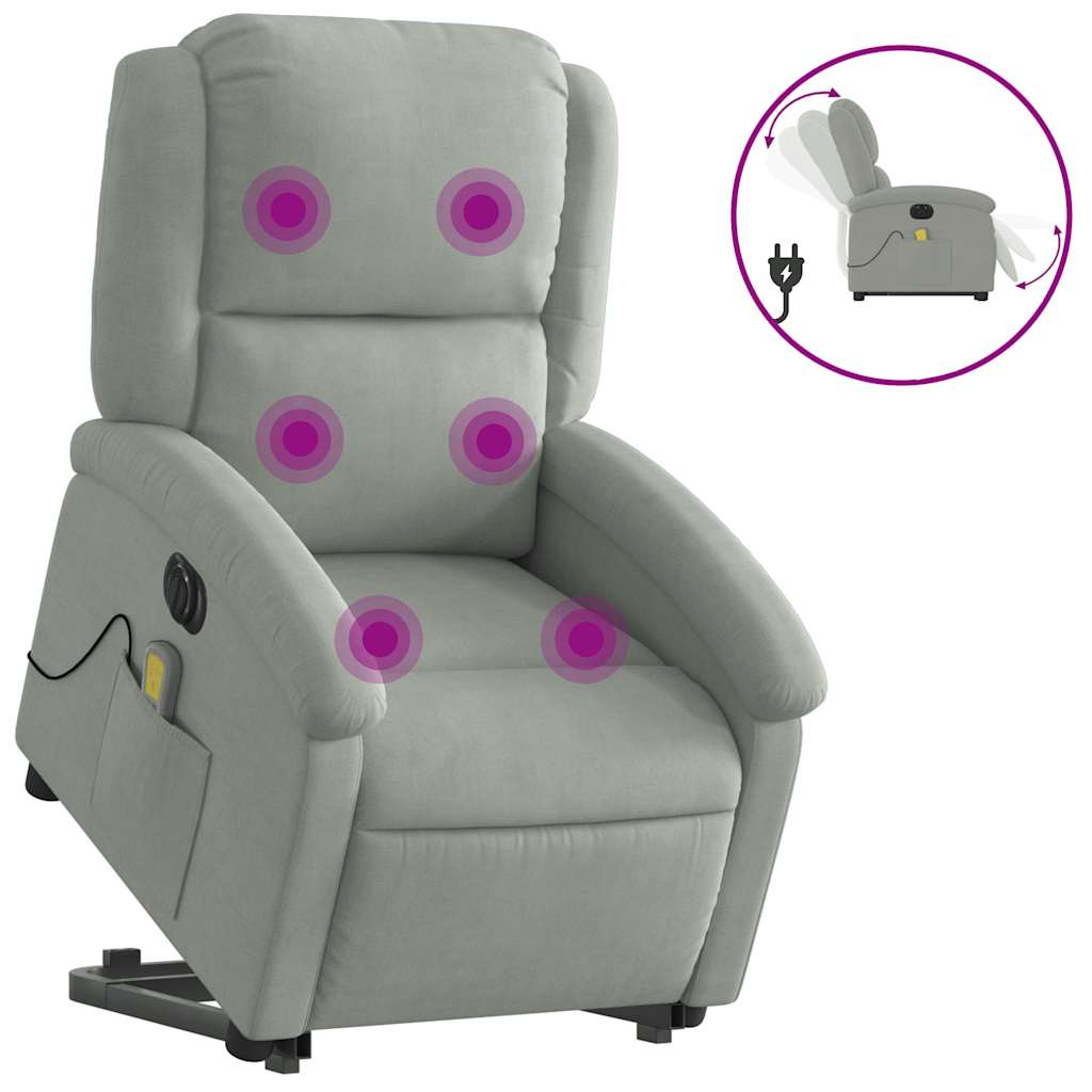 Vidaxl Lift-Up Massage Chair, Electric, Reclining, Light Gray