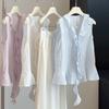 Women's V-Neck Sleeveless Blouse Ruffle Hem Loose Casual Summer Tank Top Shirt