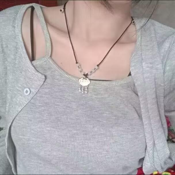 Long Life Lock Necklace Female Entry and Exit Safe Baby Pendant Bell Safe Wealth Pendant Children's Bell