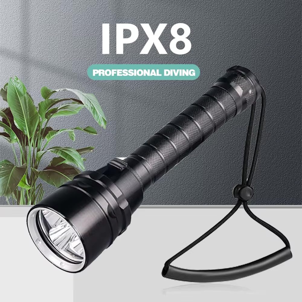 zmart Cree XM-L2 5U2 LED Diving Light (18650 x 2, 5000 Lumens) - Waterproof Light, Underwater Light, Diving Torch, Dive Light, Submersible Light, Unde