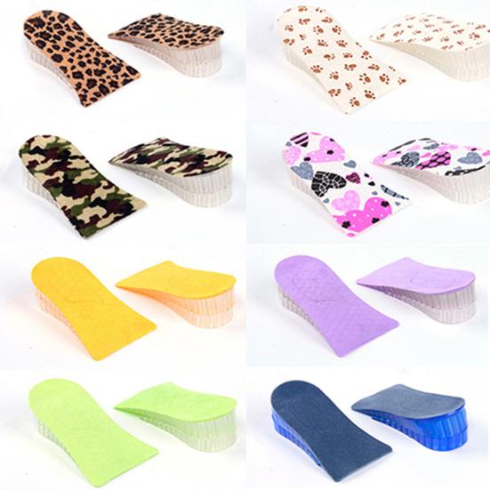 Unisex Silicone Lift Height Increase Double Layers Shoe Insoles Heel Insert Pad