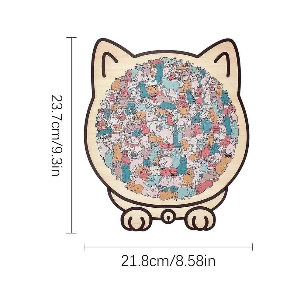 cat wooden puzzle Cat-shaped Wooden Jigsaw Puzzle Table Games Cat Stacked Puzzle Unique irregular puzzle pieces Christmas Gifts