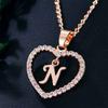 Heart Letters 26 Love Crystal Women Silver Plated Chain Jewelry Necklace