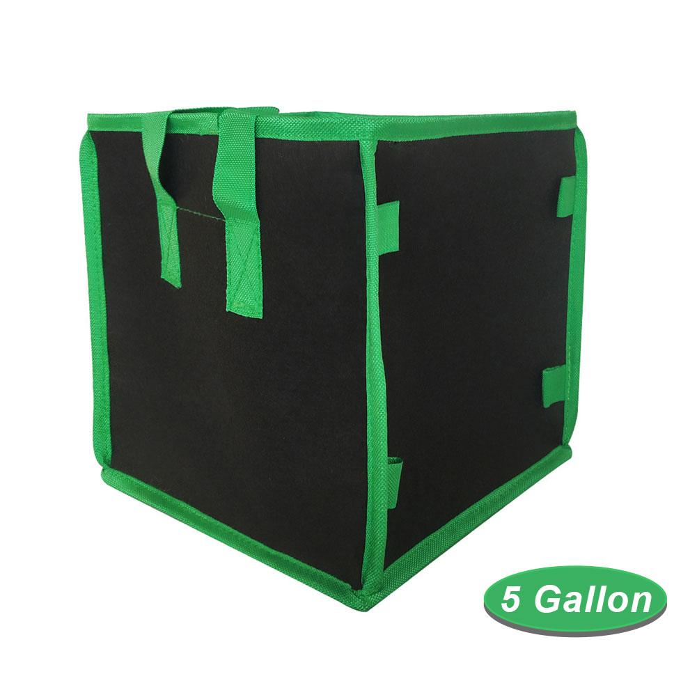 

5-галлонный мешок для выращивания растений с черной и зеленой окантовкой, нетканый войлочный мешок для выращивания картофеля, овощей, фруктов, дропшиппинг светло-серый