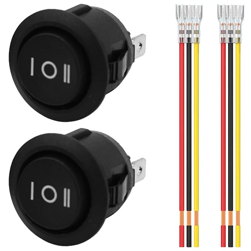 Waterproof Marine Boat Rocker Switch Round 12V 3 Pin ON OFF Toggle Button Pre Wired For Car Motorcycle RV Dashboard Modification