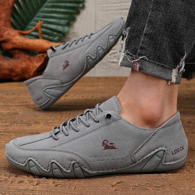 Fashion Spring Men Low Cut Leather Sneaker Soft Soled Loafers Anti Slip Flat Bottom Casual Shoes Large Size Zapatillas Para Hombre 2025