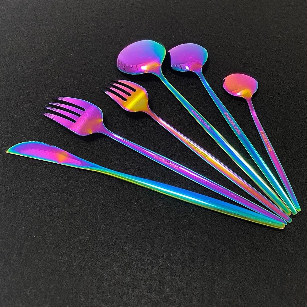 30Pcs White Gold Cutlery Set 18/10 Stainless Steel Dinnerware Set Knife Dessert Fork Spoon Silverware Kitchen Tableware Set