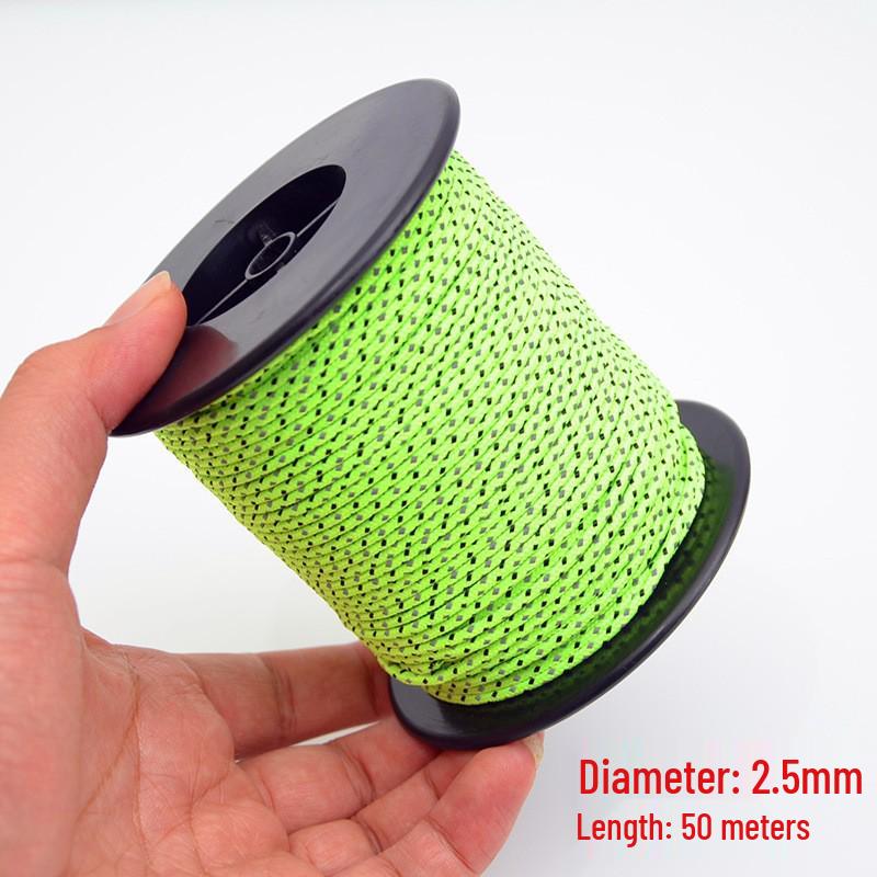 Reflective Windproof Canopy Tent Guy Rope: 50m x 2.5mm