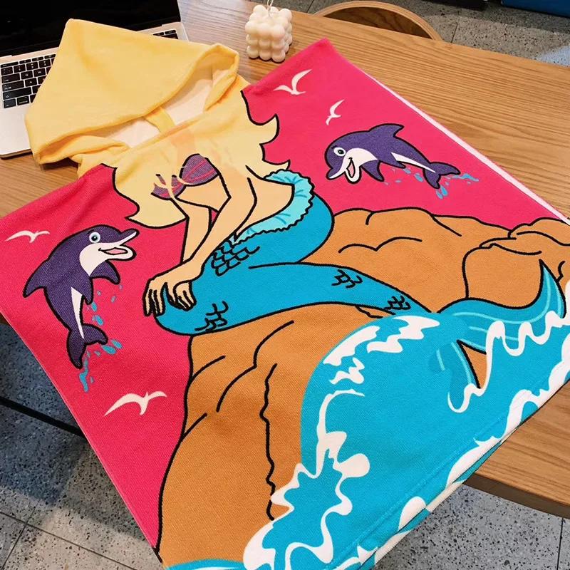 2024 Kinder Baby Niedlich Bademantel Mit Kapuze Kinder Bademäntel Mikrofaser Bademantel Cartoon für Jungen Mädchen Kleinkind Strand Schwimmtücher