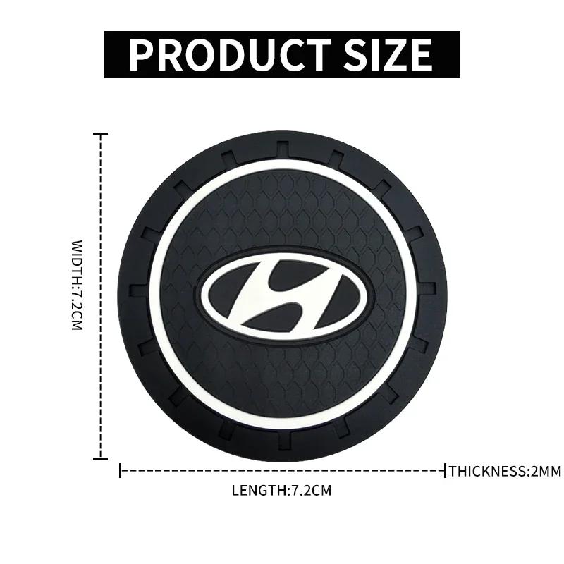 2pc Car Coaster Water Cup Slot Non-Slip Mat Pad Silicone For Hyundai Tucson I10 I20 I30 Santa Fe Sonata Azera Accent Accessories RR77