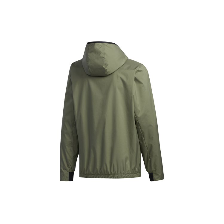 Adidas Three-Stripe Print Sports Hoodie Jacket Men Outerwear Green FM9434