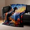 Dachshund with Roses and Scenic Sunset. Flannel blanket for bedroom, living room, sofa, and nap sofas.