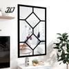 Arched Wall Mirror Stickers Window Decor, Wooden Frame Acrylic Fake Mirror, Minimalist Arch Self-Adhesive Windowpane Sticker for Living Room