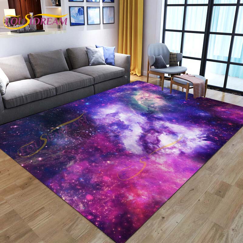 3D Colored Space Mat Galaxy Rug Starry Sky Carpet for Living Room Bedroomt Sofa Planet Rug Nursery Play Rug Floor Mat Home Decor