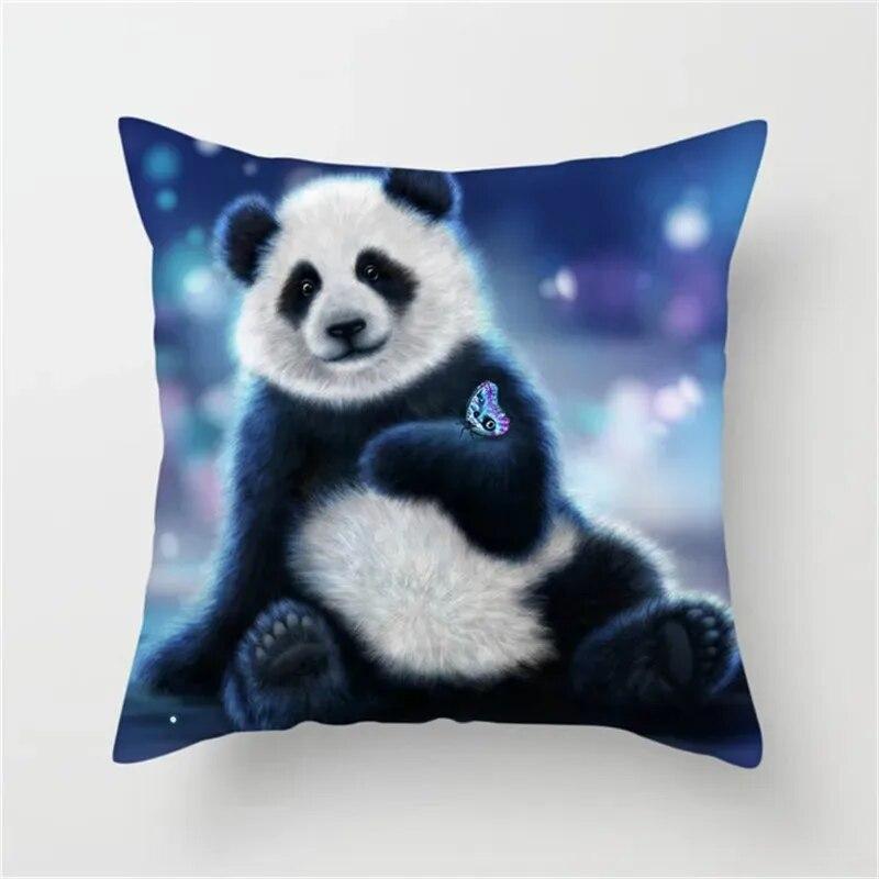 Cute Panda Cartoon Print Pattern Living Room Sofa Car Cushion Cover Luxury Home Decoration Pillow Cover