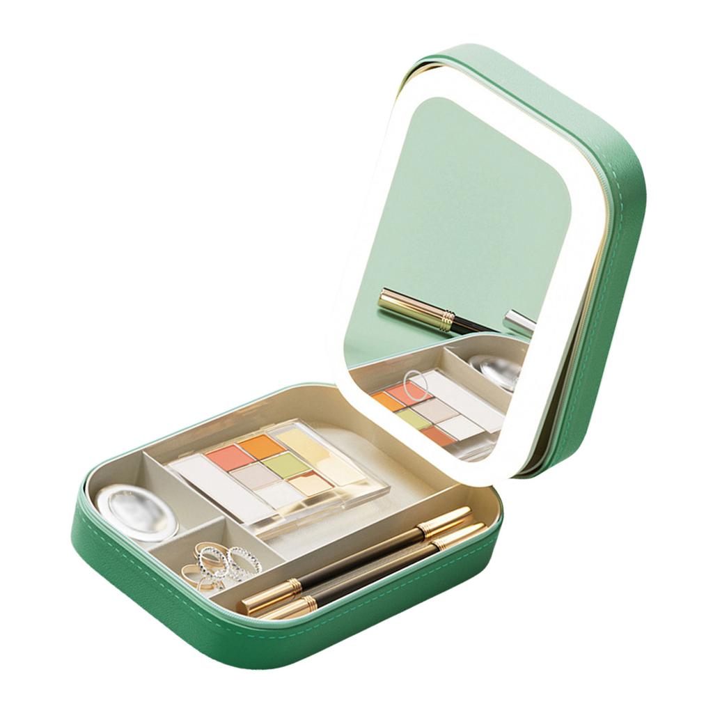 Elegant Jewelry Organizing Holder Portable Travel Jewelry Box With LED Mirror Convenient For Organizing Accessories