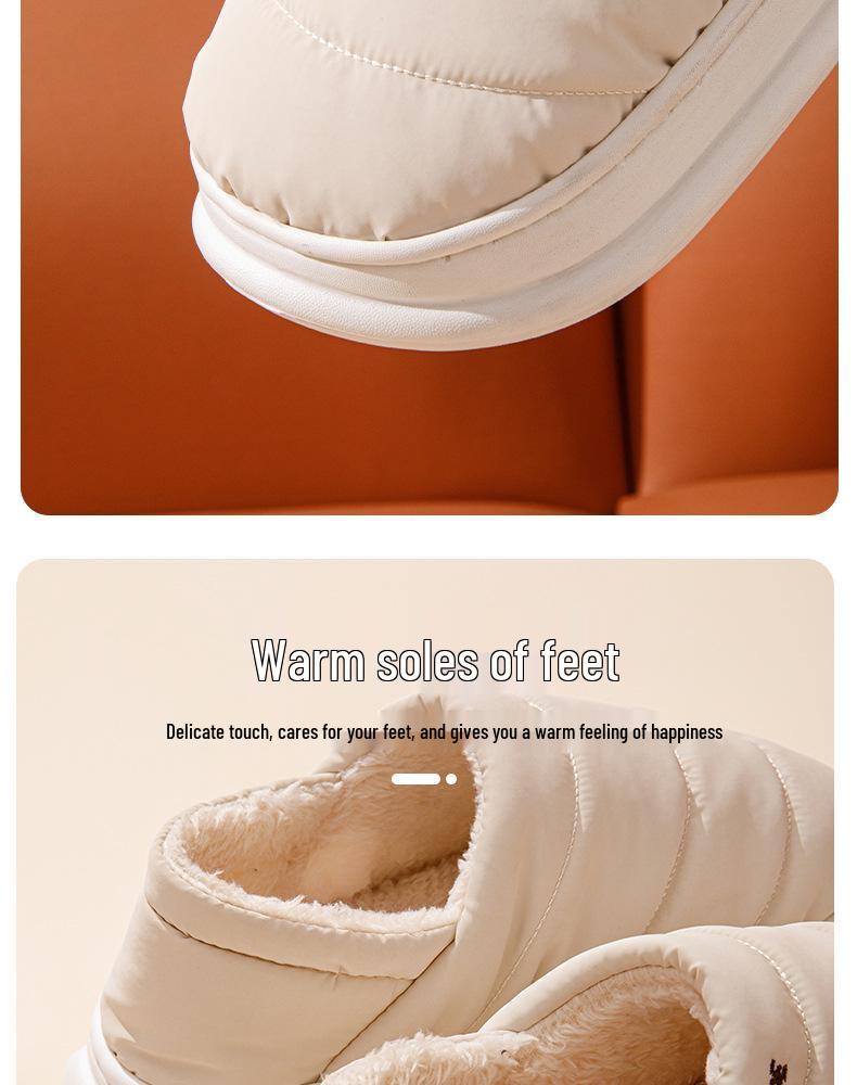 Waterproof Cotton Slippers: Men's & Women's Plush, Non-Slip, Warm Indoor Winter Footwear