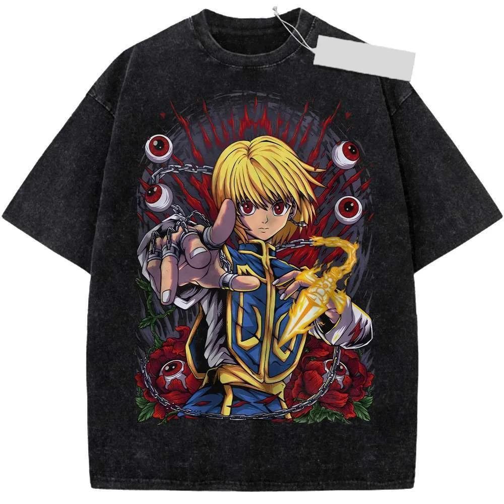 

Anime Hunter X Hunter Unisexga Peripherals Tees Killua GON Kurapika Leorio Graphic Print Washed Vintage TShirt Cotton Harajuku Tee S