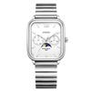 RORIOS Men's Watch with Sun, Moon, and Star Display, Date, and Day of the Week, Square Analog, Multifunctional, Waterproof, Stainless Steel Band, Suit