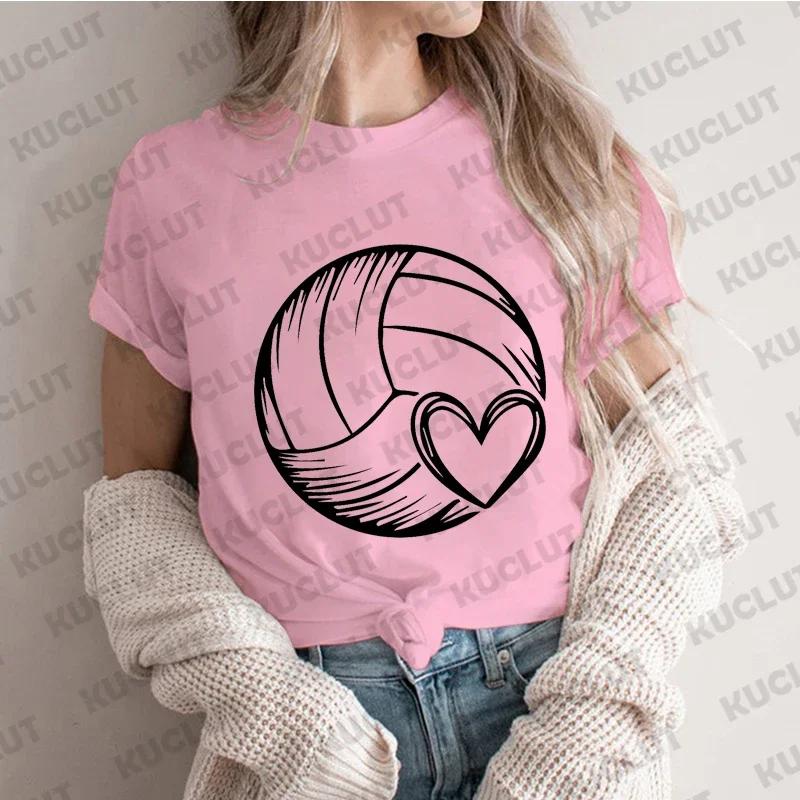 Volleyball Heart Shirt for Women Clothing Short Sleeve Women's T-shirts Volleyball Team Tshirt Volleyball Lover Game Day Shirt