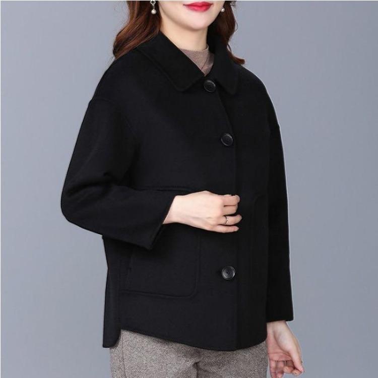Korean Fashion Womens Pure Wool Coat Autumn Winter Hot Style Casual Loose Short Coat Temperament Mother Wear