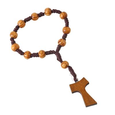 Rosario de Cuentas de Madera con Cuentas de 8 mm y Colgantes de Cruces para Oración Meditaciones Elegante Rosario de Cuentas con Vetas de Madera
